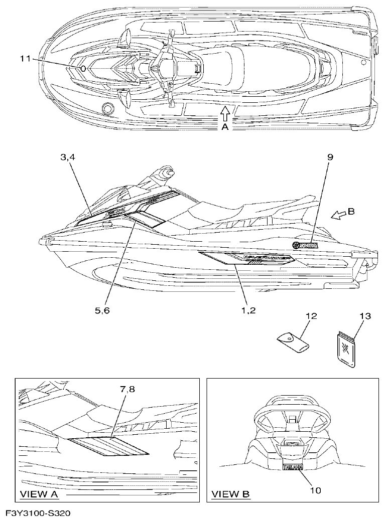 Yamaha EX1050B-S(F3Y36GAB6GA2 GRAPHICS parts diagram